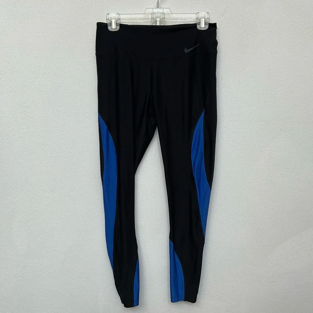 Nike Dri-Fit Black, Royal Blue Classic Leggings Size Medium Running Workout